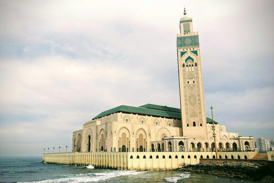 The Hassan II Mosque beside the Atlantic in Casablanca