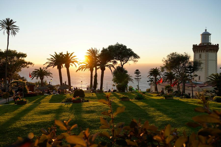 The Cape Spartel lighthouse among palms near Tangier