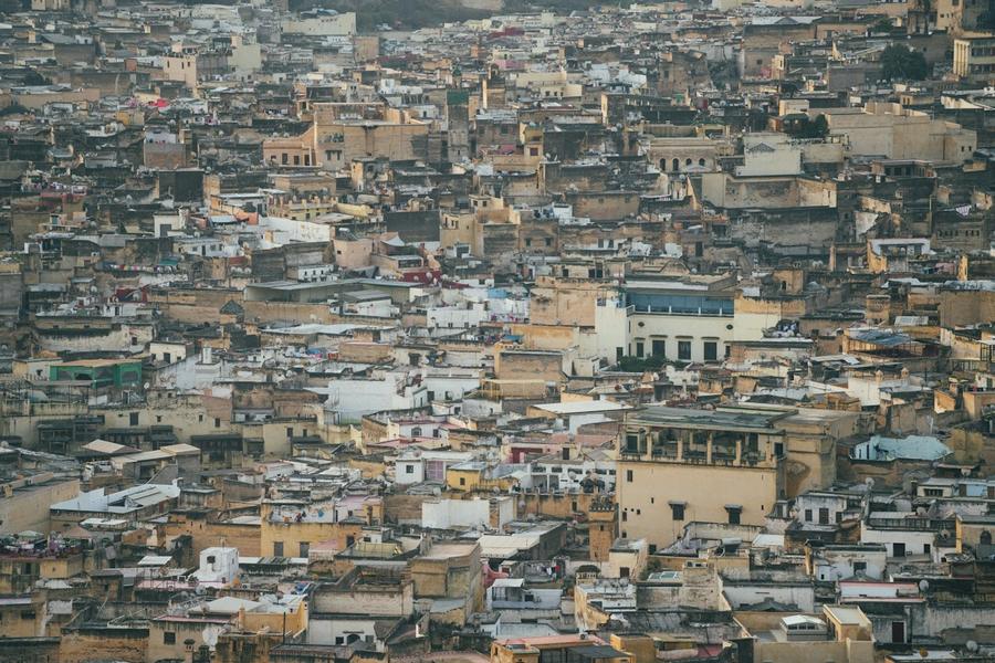 The rooftops of the Fez medina from above